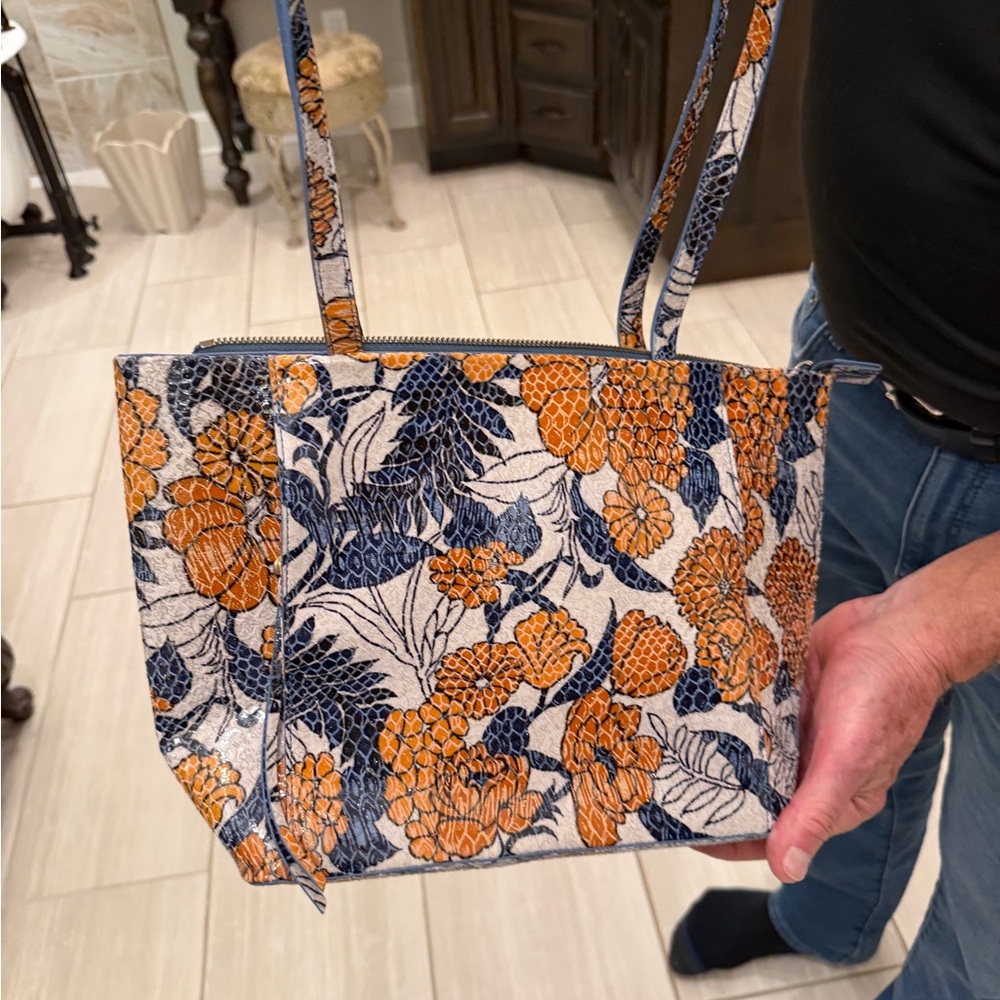 HOBO Orange and Blue Floral Tote